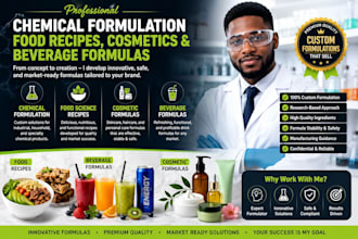 do chemical formulation, food science recipe, cosmetic and beverage formula