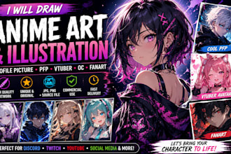 draw anime art illustration pfp vtuber oc and fanart
