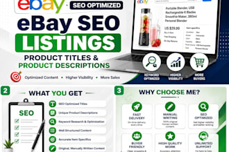 write SEO optimized ebay product titles and descriptions