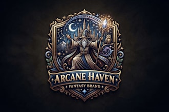 design a magical wizard logo for your fantasy brand