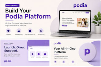 design professional podia website podia website redesign podia setup expert SEO