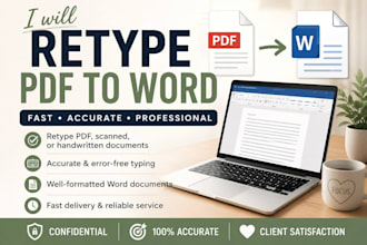 retype PDF, scanned, or handwritten documents into word