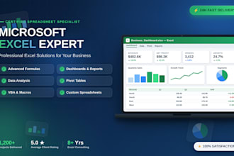 do professional microsoft excel work, formulas, and dashboards