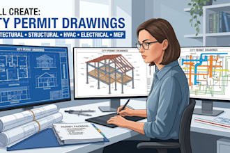create architectural, structural, hvac, electrical and mep city permit drawings