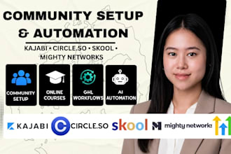 build kajabi website circle so skool online course community setup ghl workflows