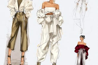 make editorial fashion illustration in a unique art style