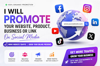 advertise your website, products, business or link promotion on social platforms