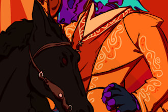 create a half body piece of your furry character