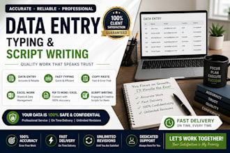 accurate data entry, typing and creative script writing for reels, logo desing,