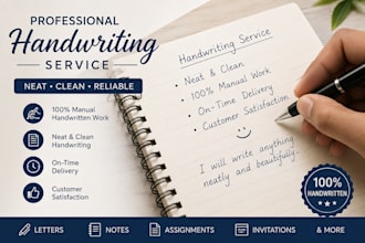 do neat and professional handwritten letters, notes and documents