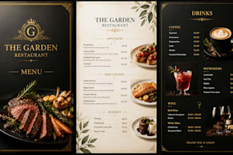 design a modern restaurant menu, cafe menu and food flyer