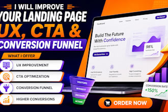 optimize your landing page UX, cta,cro and conversion funnel for sales