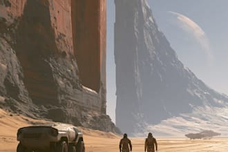create cinematic space art and sci fi environment illustration