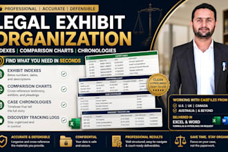 legal exhibit organization, litigation chart index creation