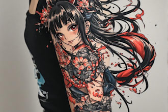design custom anime tattoo or manga tattoo design