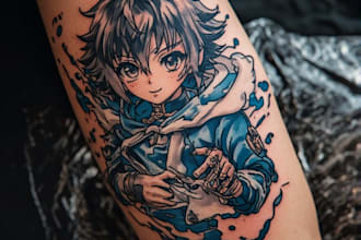 design custom anime tattoo, manga tattoo