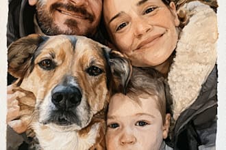 make watercolor family portrait