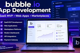 develop a professional bubble io app with workflows, marketplace saas