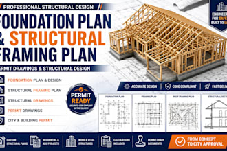 design foundation plan, structural framing plan and permit drawings