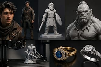 do a 3d character model, low poly model, sculpting, 3d printing, jewelry design