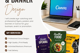 design professional canva flyers, posters and banners