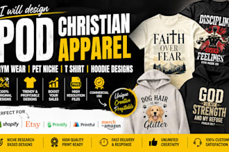 design pod christian apparel gym wear pet niche typography t shirt hoodie design