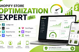 optimize shopify store judge me loox searchanise pagefly gempages shogun zipify