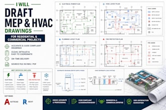 draft mep and hvac drawings for residential and commercial projects