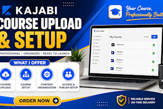 upload and setup your kajabi online course professionally for your brand
