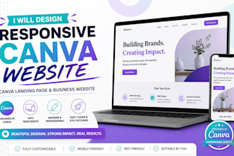 design a responsive canva website, canva landing page, and business website
