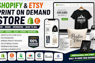 set up etsy shopify pod store with printify printful gelato shineon gearbubble