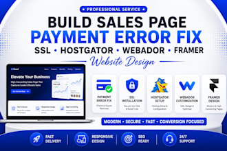 build sales page payment error fix ssl hostgator webador framer website design