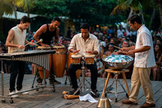 record percussions, bongo, vibraphone, steelpan drum, conga for your song
