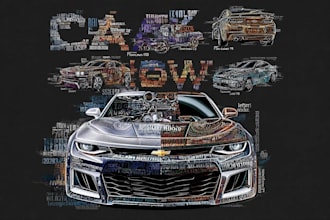 design vintage retro illustration for car clothing or t shirt