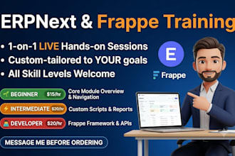provide expert erpnext and frappe training for all levels