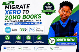 migrate xero to zoho books and reconcile all transactions accounts payable