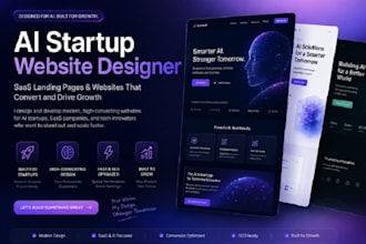 create ai startup website designer, saas landing page and web design