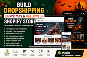 build dropshipping christmas ecommerce store halloween design shopify website