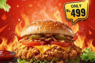 design a delicious burger food poster or flyer