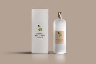 design cosmetic packaging,skincare label and beauty product box with 3d mockup