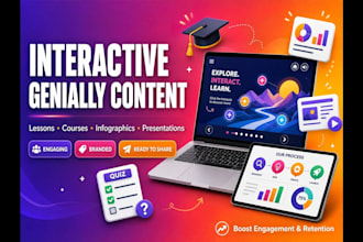 create interactive genially h5p lessons, courses, infographics, presentation