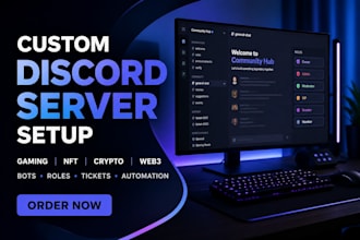 setup custom discord server create discord community for gaming nft crypto 24hrs