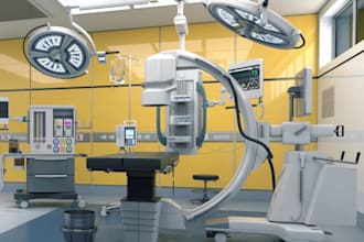 design cgi hospital interior, operating room, clinical environment, medical lab