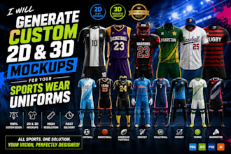 make professional 2d and 3d apparel mockups for sportswear
