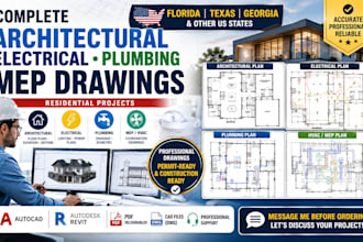 draw your architectural, mep drawings, electrical, plumbing plans
