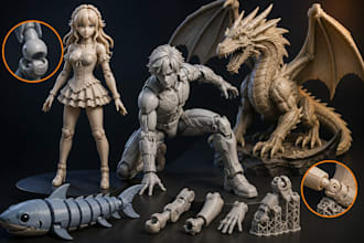 design custom articulated model action figure flexi toy 3d bjd for 3d printing