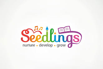 create modern childcare, daycare, preschool and kids logo design