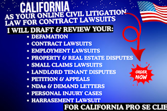 draft california civil law for employment, property, business, contract lawsuits