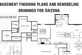 do basement plans, remodeling drawings for container home, tiny house in arizona