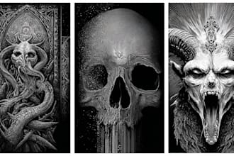create dark art, horror or skull artworks illustration